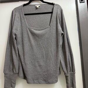 a.n.a Gray Ribbed Top